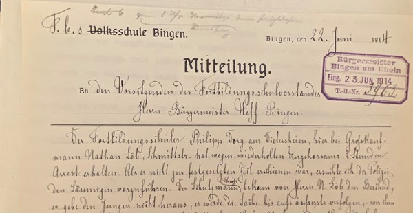 Ein Dokument aus dem Bestand 13, Bingen-Stadt