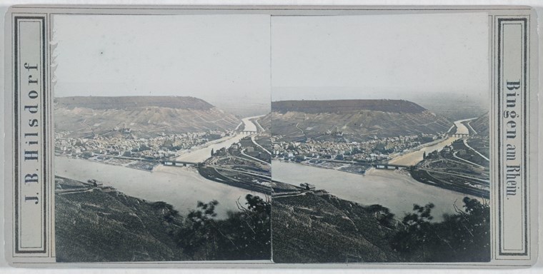 Bingen zur Zeit Wagners, 1861. Stereografie-Foto vom 13.08.1861 von J.B. Hilsdorf.
