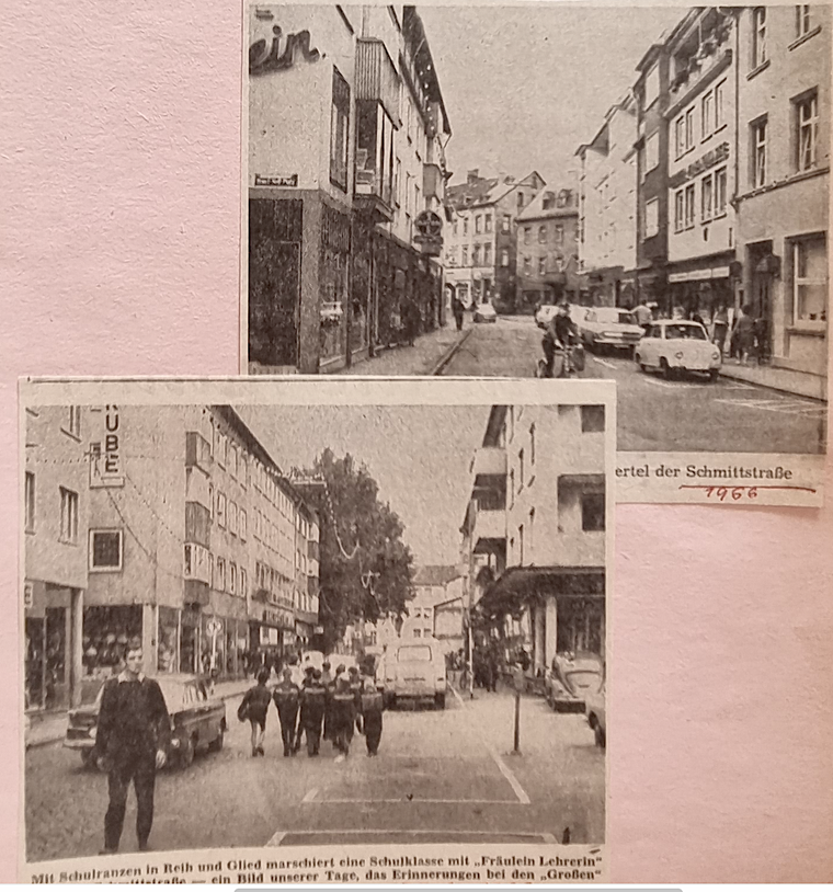 Zwei Fotos der Schmittstraße in einem Zeitungsartikel von 1966.