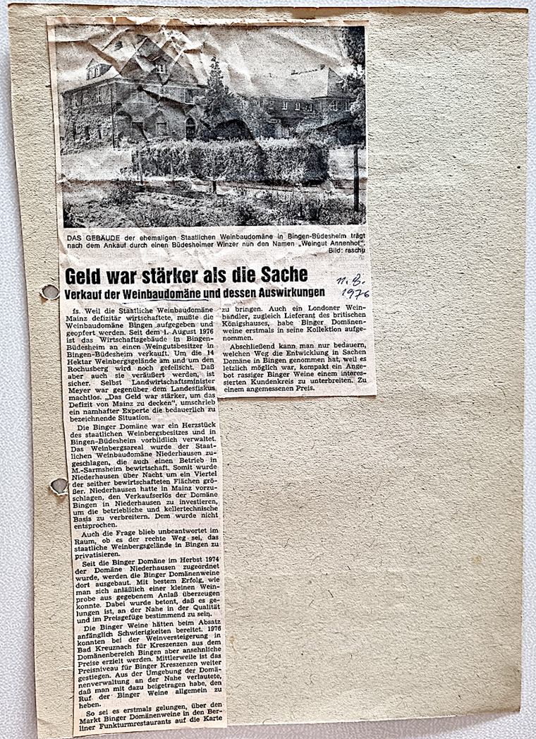 Artikel aus der Allgemeinen Zeitung vom 11. August 1976