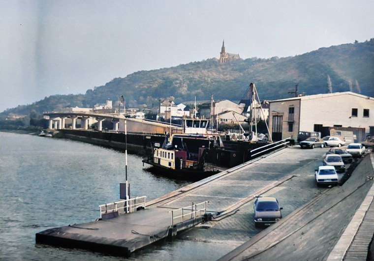 Hafenbrücke und Zufahrt Autofähre, Mitte 1980er Jahre